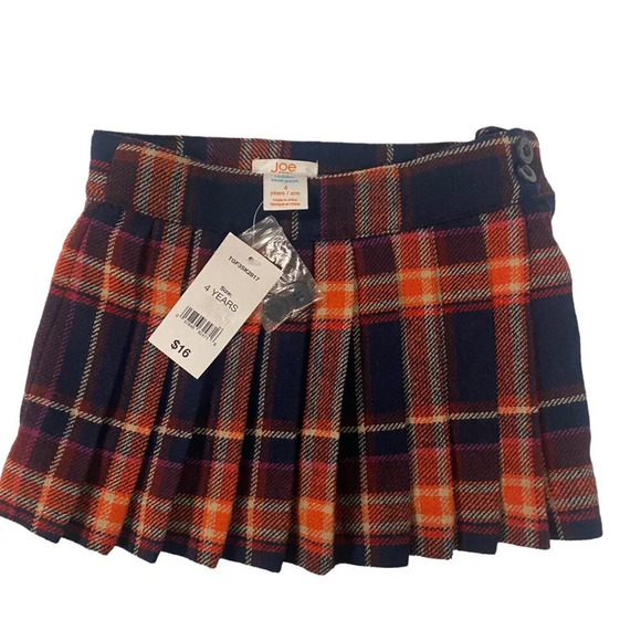 Joe Fresh Other - NEW Joe Fresh Girls 4T Plaid Pleated Skort Spare Button Navy & Red Plaid